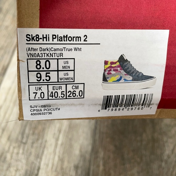 NEW Vans Sk8-Hi Mens Platform2 After Dark Camo Mens 8 UNISEX - Picture 12 of 12